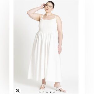 Eloquii White Poplin Textured Flare Dress size 16 NWT